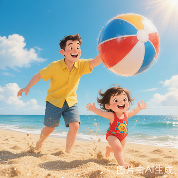 Dad throws a beach ball to me