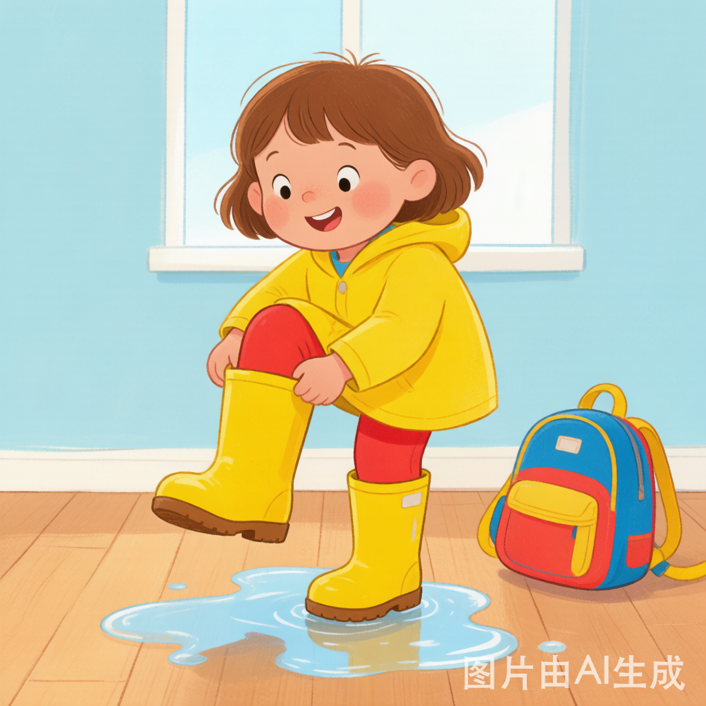 Putting on rain boots